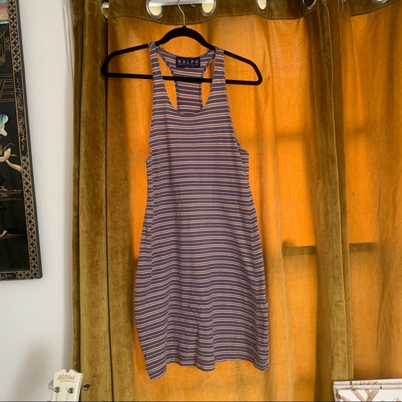 90s Striped Mini Dress / Blue/Red/Yellow / Ralph by Ralph Lauren / Size M/L - Picture 1 of 3